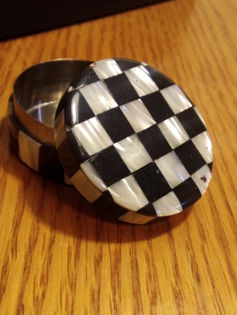 Black and White Checkered Stainless Steel Ring Box - Men Accessories
